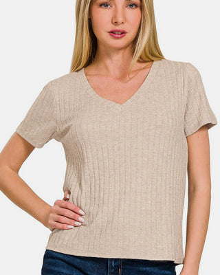 Zenana Ribbed Short Sleeve T-Shirt - ZELOFIT